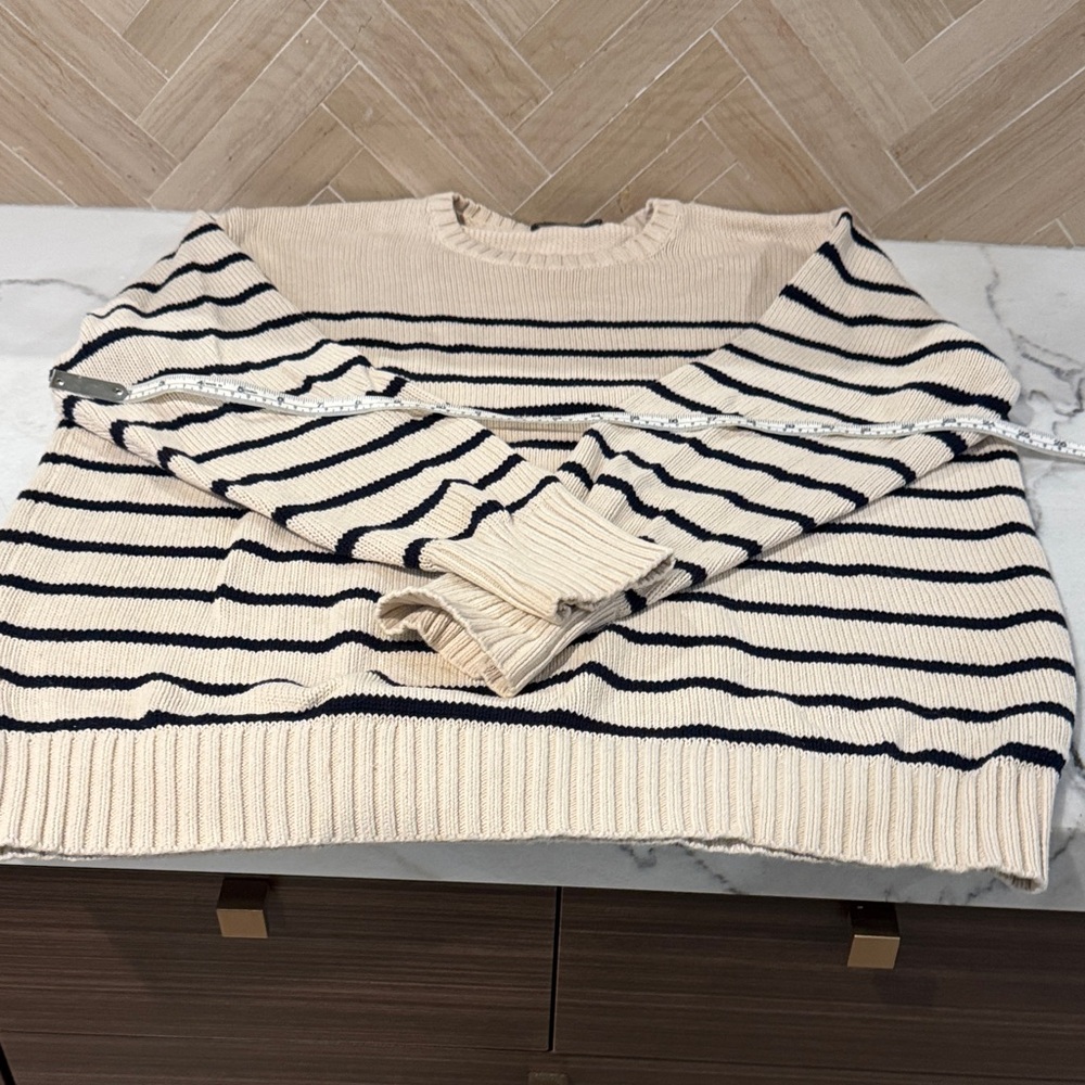 Brandy Melville Cream and Black Striped Sweater